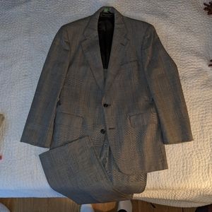 Vintage Brooks Brothers Glencheck Plaid Gray Wool Suit Made in USA